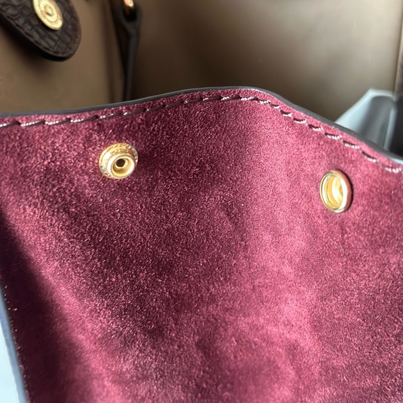 Banana Republic Leather embossed croc and suede bag burgundy - Picture 6 of 7